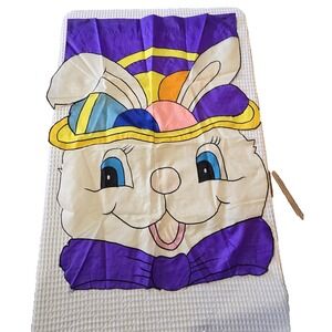 Easter Bunny Egg Garden Flag Banner Holiday Spring Outside Nylon Vintage Purple